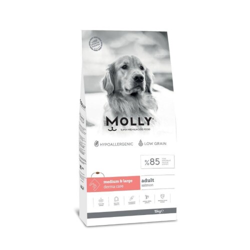 Molly Düşük Tahıllı Hypoallergenic Somonlu Orta ve Büyük Irk Yetişkin Köpek Maması 15 Kg