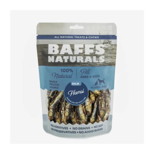 Baffs Hamsi Balık %100 Doğal Çiğnemelik Köpek Ödül Maması 100 gr