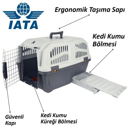 Skudo Lata 3 Tuvaletli Kedi Köpek Seyahat Kafesi 60 cm