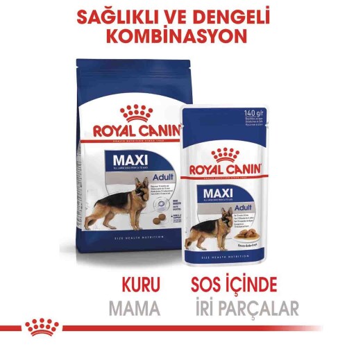 Royal Canin Maxi Adult Büyük Irk Yetişkin Köpekler İçin Parça Etli Konserve Mama 140 gr X 10 Adet