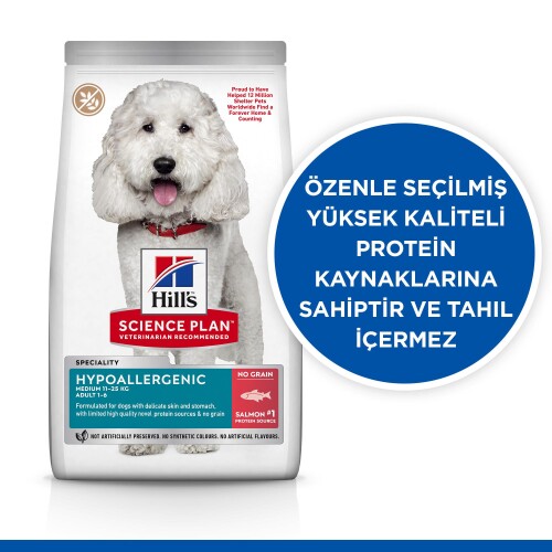 Hill's SCIENCE PLAN Hypoallergenic Somonlu Orta Irk Yetişkin Köpek Maması 2,5 kg